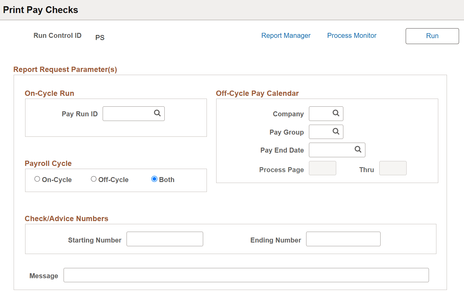 Print Pay Checks page