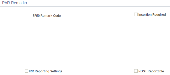 PAR Remarks (personnel action request remarks) page