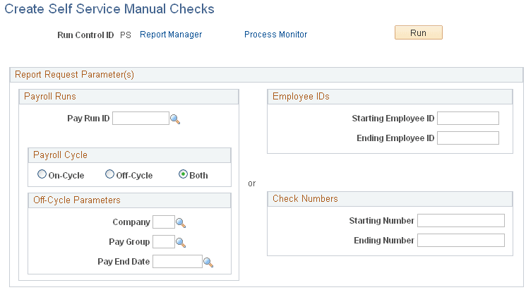 Create Self Service Manual Checks page