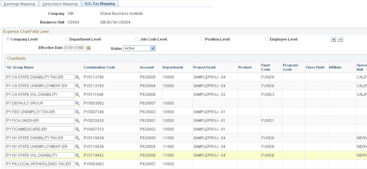 U.S. Tax Mapping page
