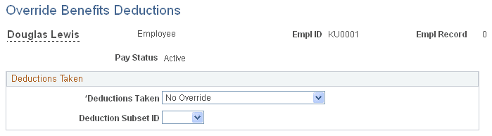 Override Benefits Deductions page