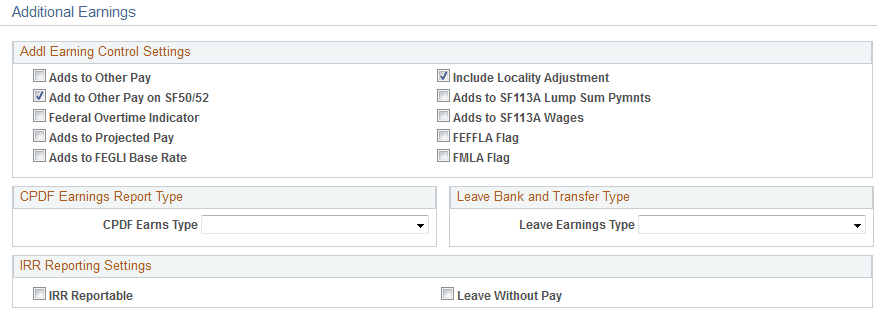 Additional Earnings page