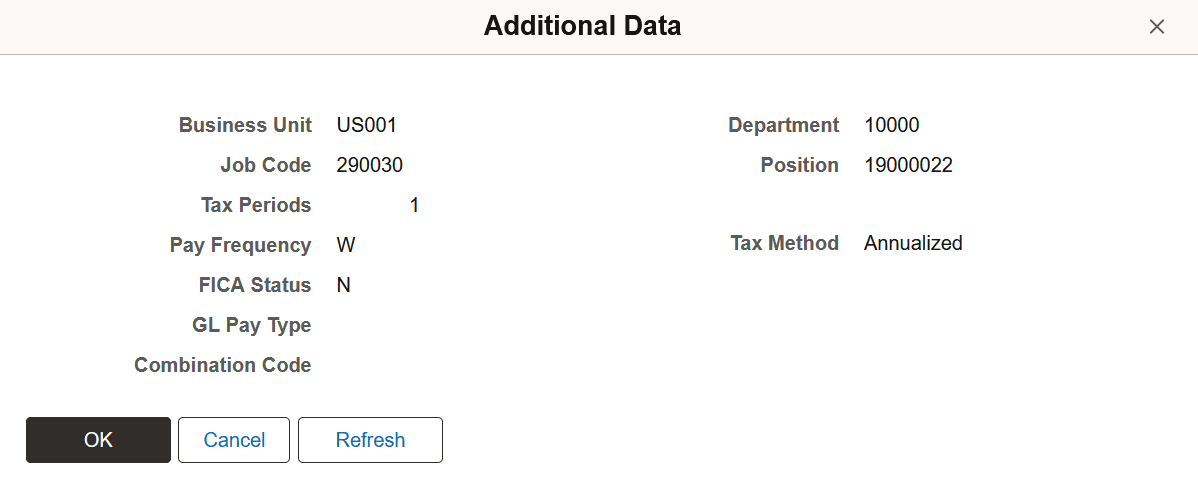 Additional Data page