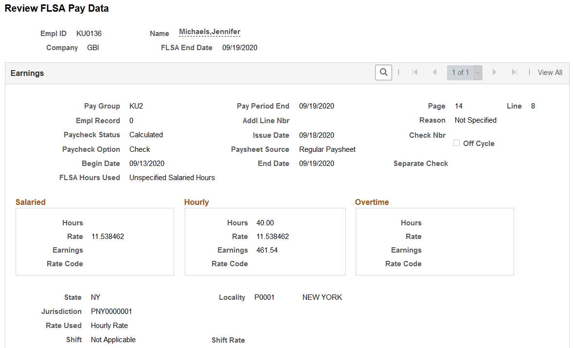 Review FLSA Pay Data page (1 of 2)