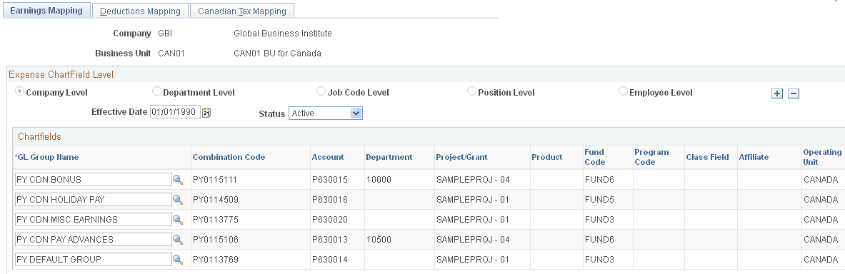 Canadian Tax Mapping page
