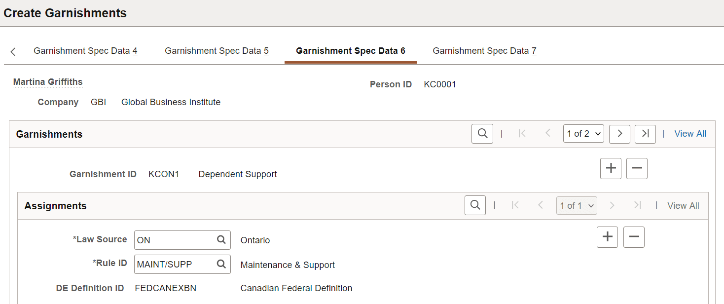 (CAN) Garnishment Spec Data 6 page (1 of 2)