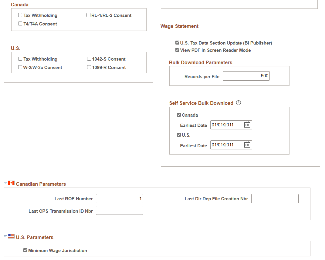 Payroll for NA Installation page (3 of 3)