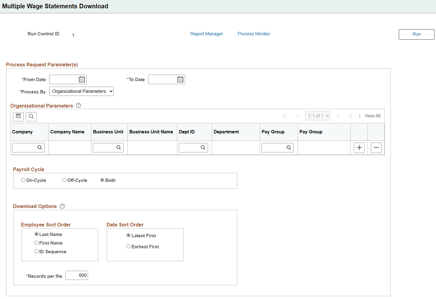 Multiple Wage Statements Download page