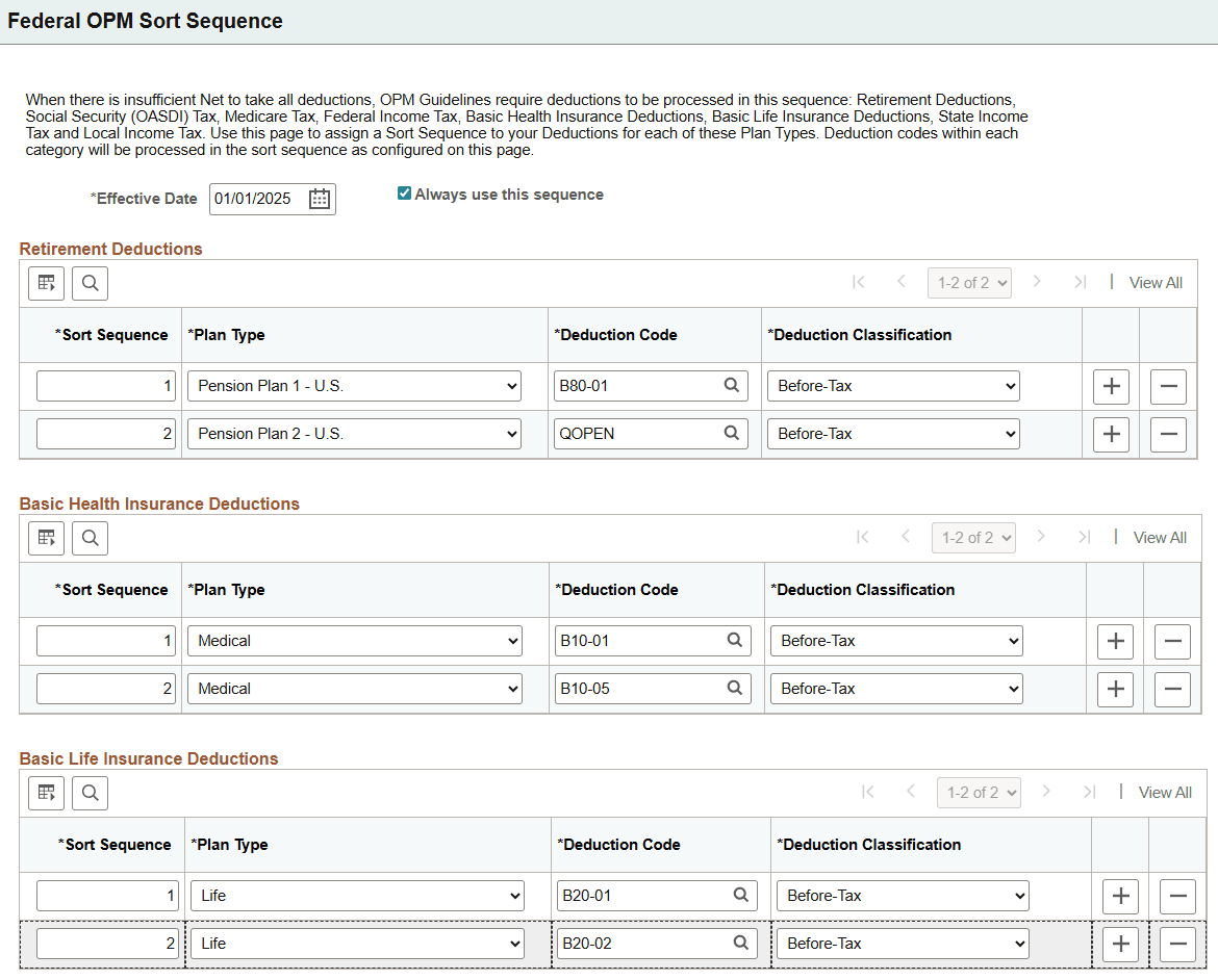 Federal OPM Sort Sequence page