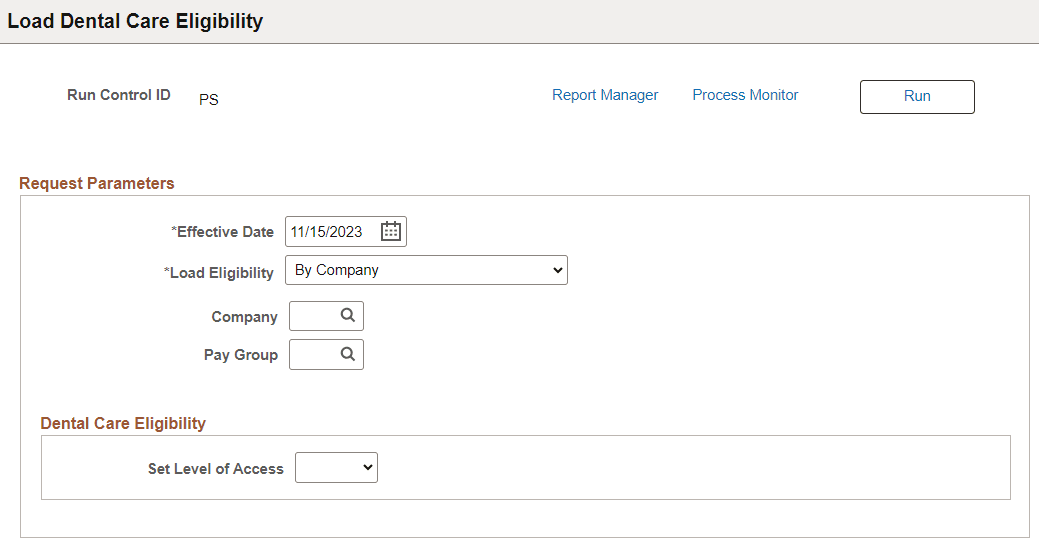 Load Dental Care Eligibility page