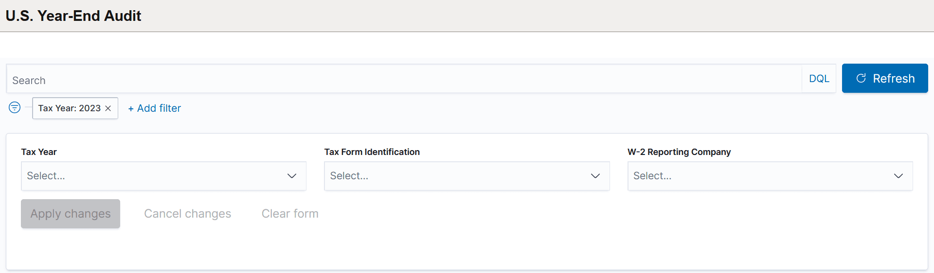 U.S. Year-End Audit dashboard (1 of 6)