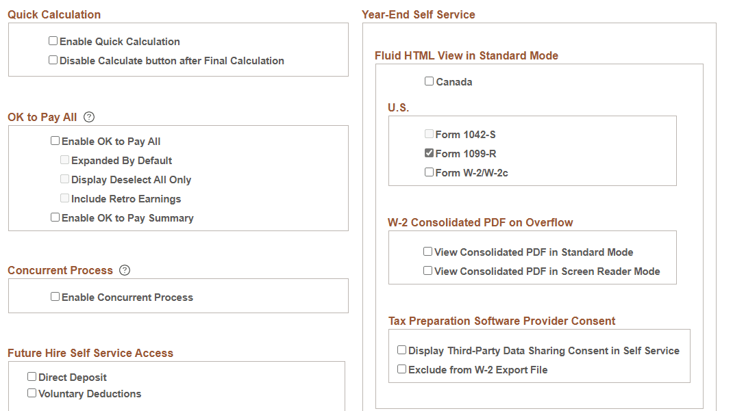 Payroll for NA Installation page (2 of 3)