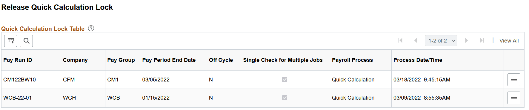 Release Quick Calculation Lock page