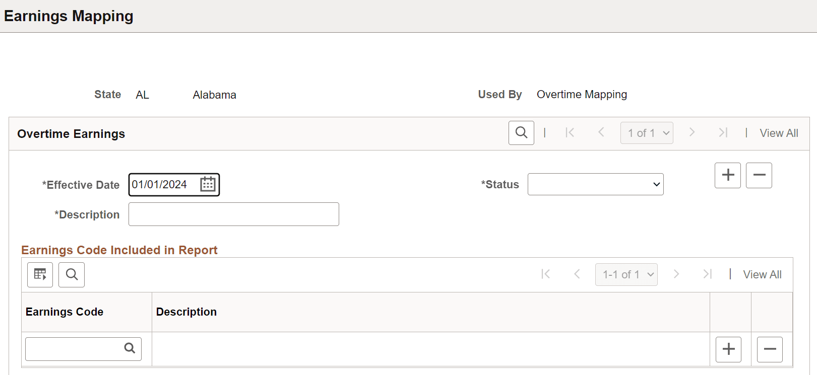 Earnings Mapping page