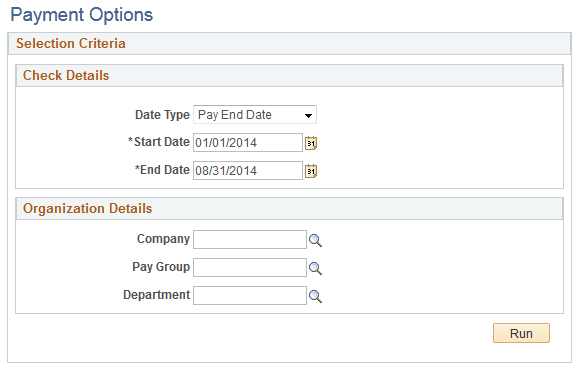 Payment Options page