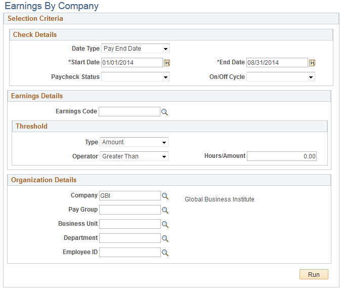 Earnings By Company page