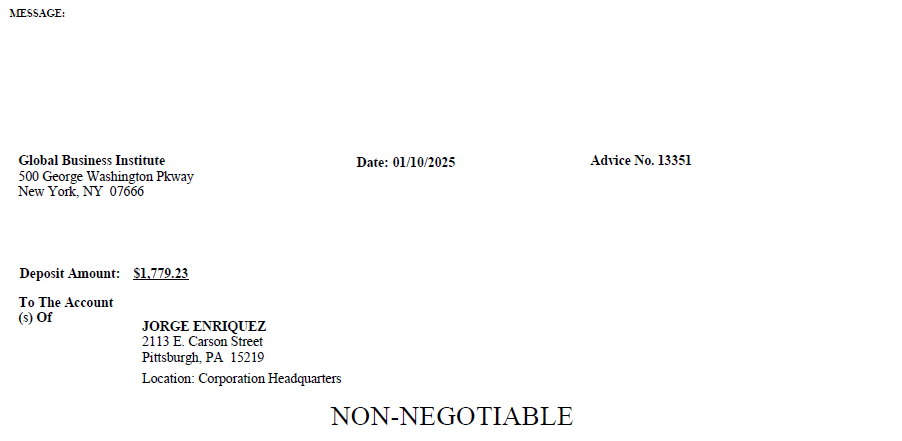 Deposit Advice (PRTOFADV) page 1 (2 of 2)