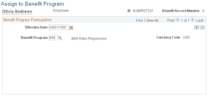 Assign to Benefit Program page