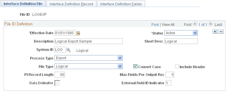Interface Definition File page for Step 4a: Set Up the Definition Table Component, File
