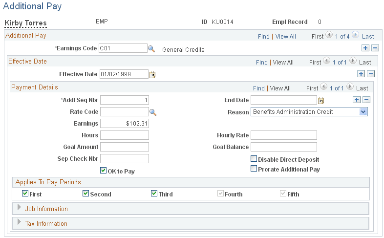 Additional Pay page (1 of 3)