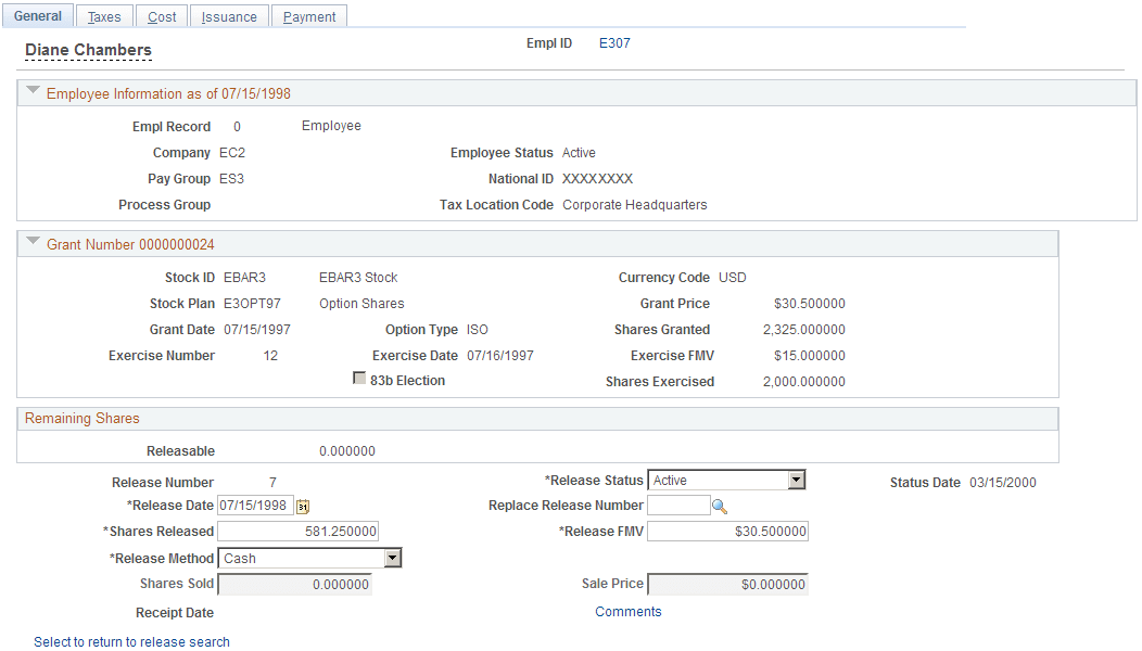 Releases - General page