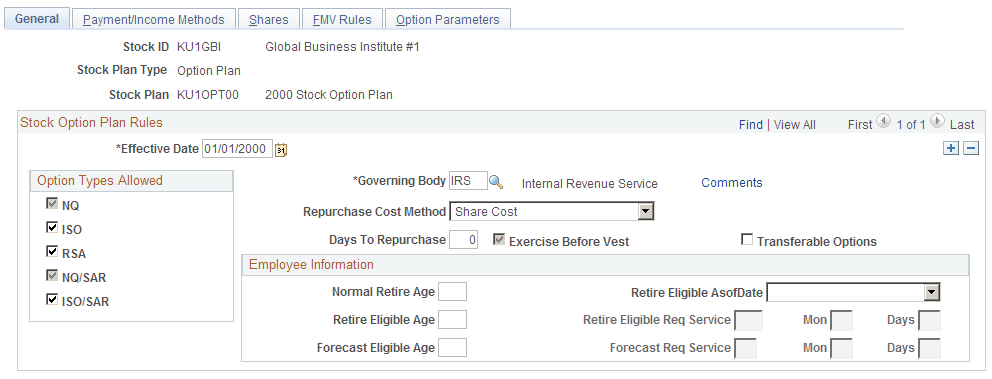 Stock Option Plan Rules - General page