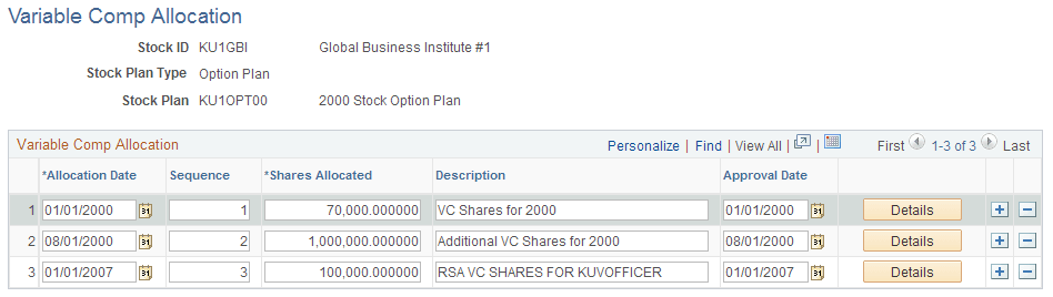 Variable Comp Allocation page