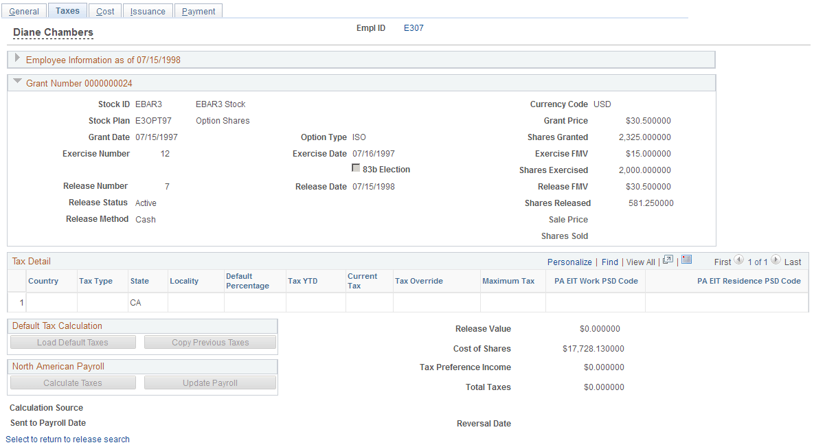 Releases - Taxes page