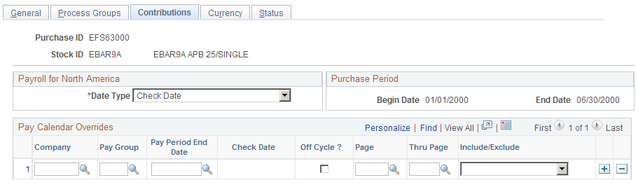 Stock Purchase - Contributions page