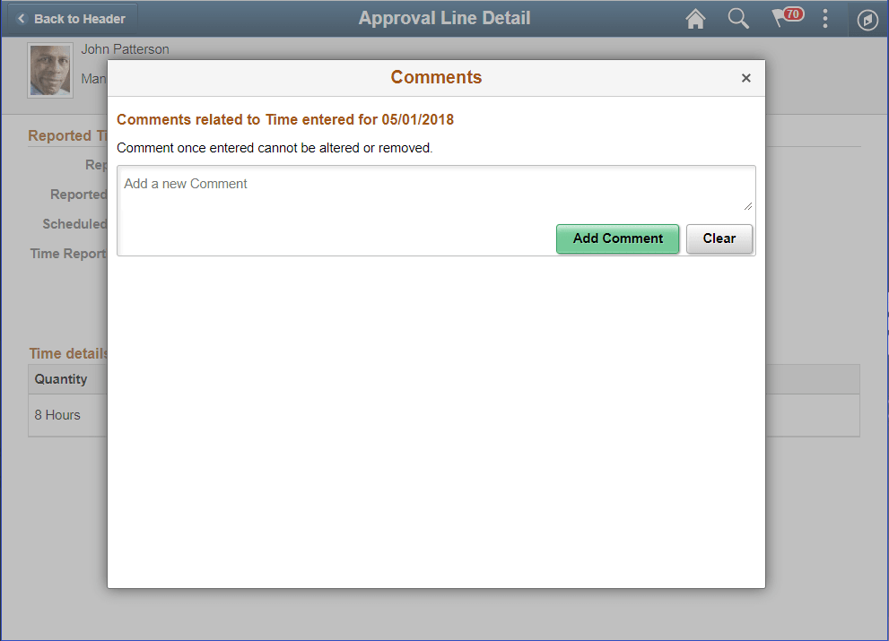 Approval Line Detail_Comment Page