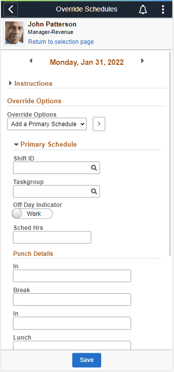 (SmartPhone) Add a Primary Schedule