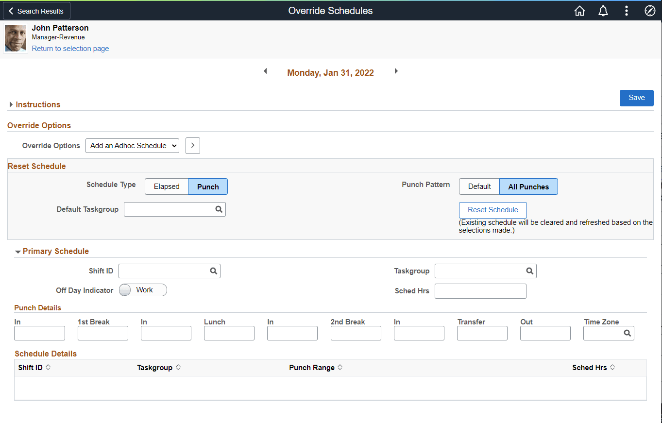 Add an Adhoc Schedule_All Punches