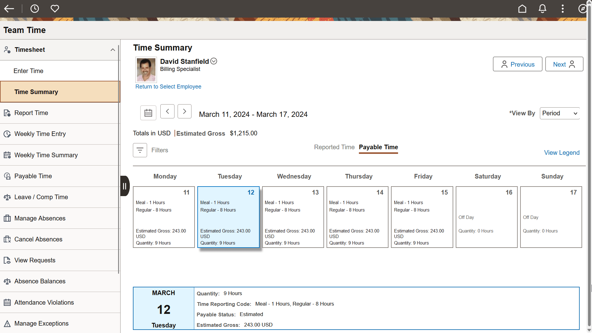 Payable Time Summary_Manager