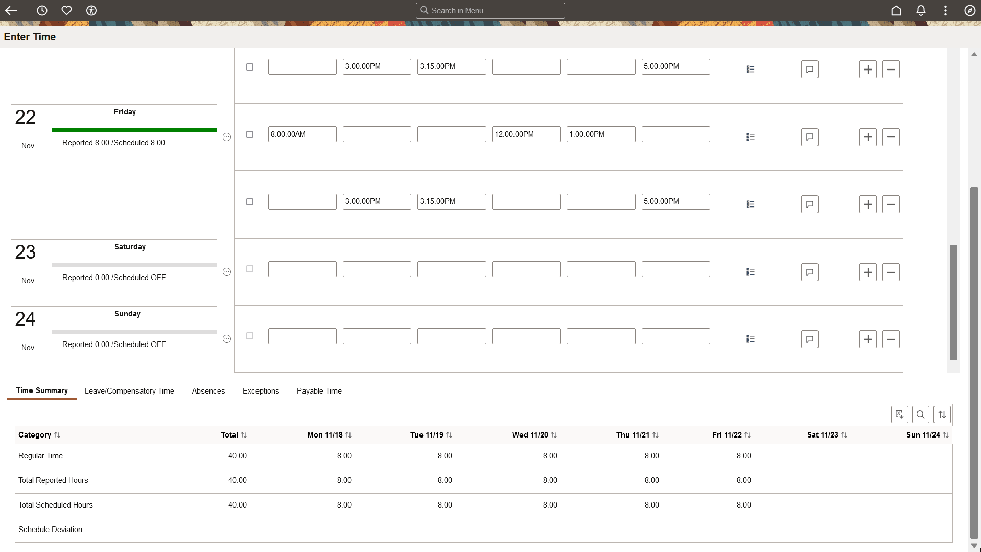 Enter Time Punch Reporter 2
