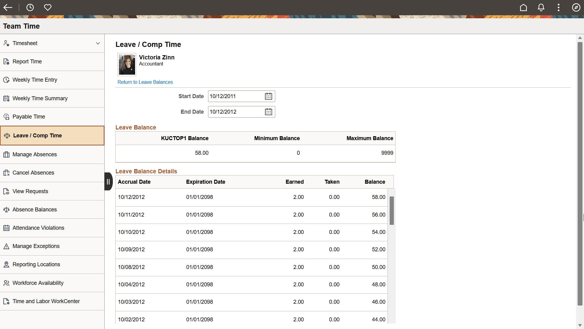Leave or Comp Time page_Manager
