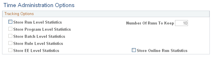 Time Administration Options page