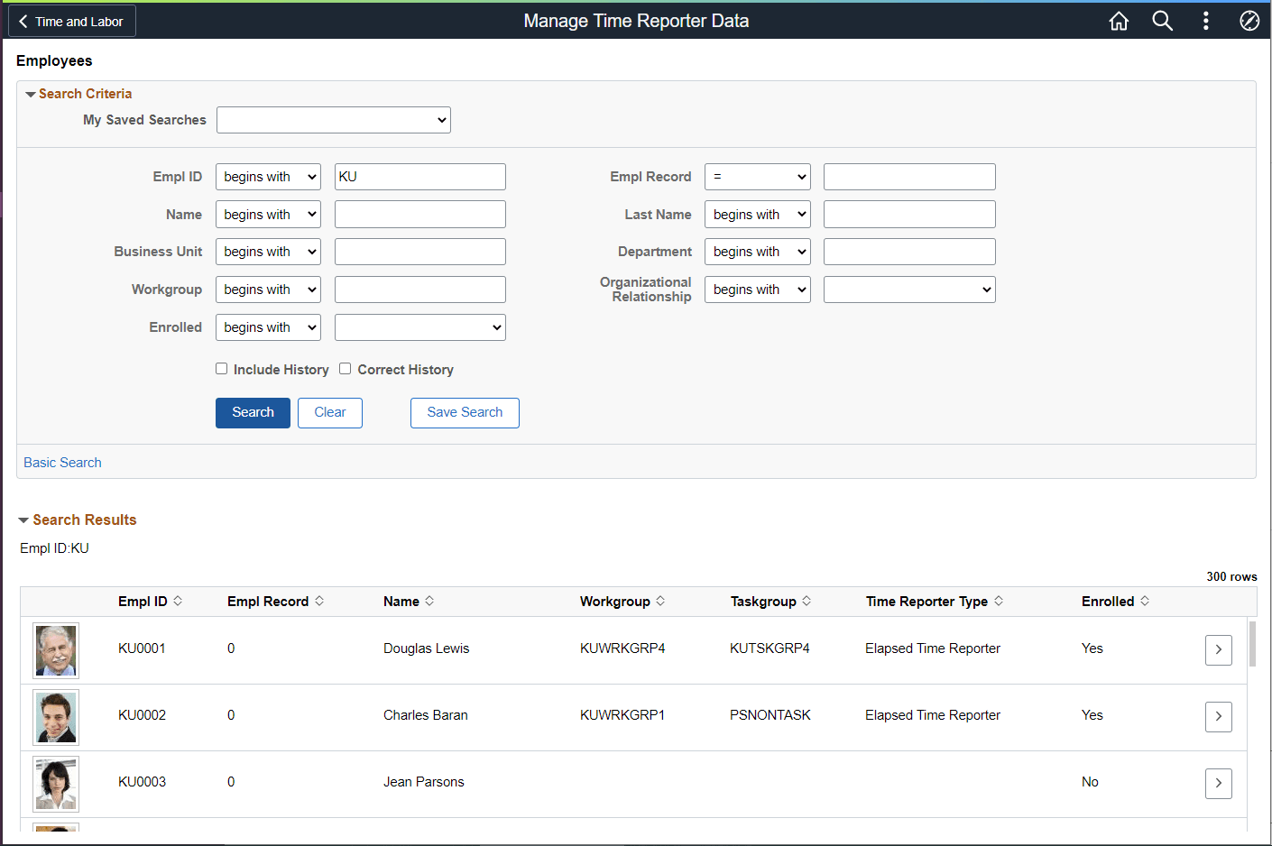 Employees Search Result Page