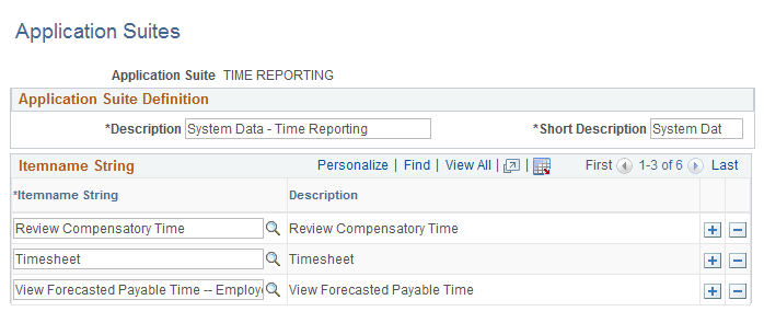 Application Suites page