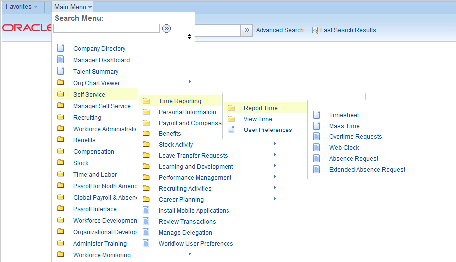 Standard self service navigation path