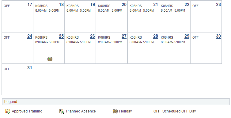 Monthly Schedule page (2 of 2)