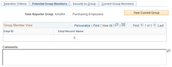 Dynamic Group - Potential Group Members page