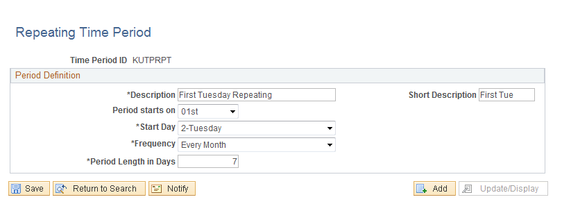 Repeating Time Period page