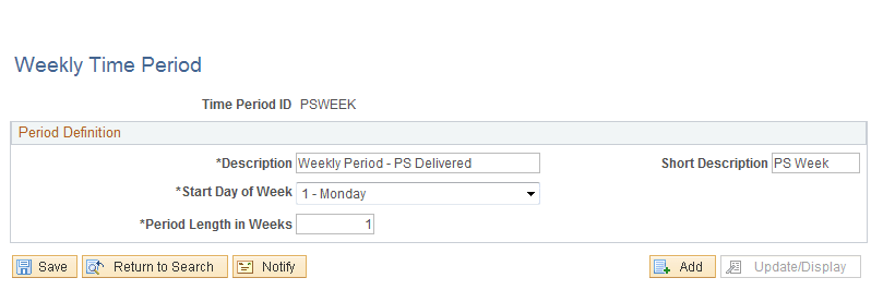 Weekly Time Period page