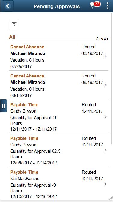 (Smartphone)Payable Time - Pending Approvals Right Pane Page