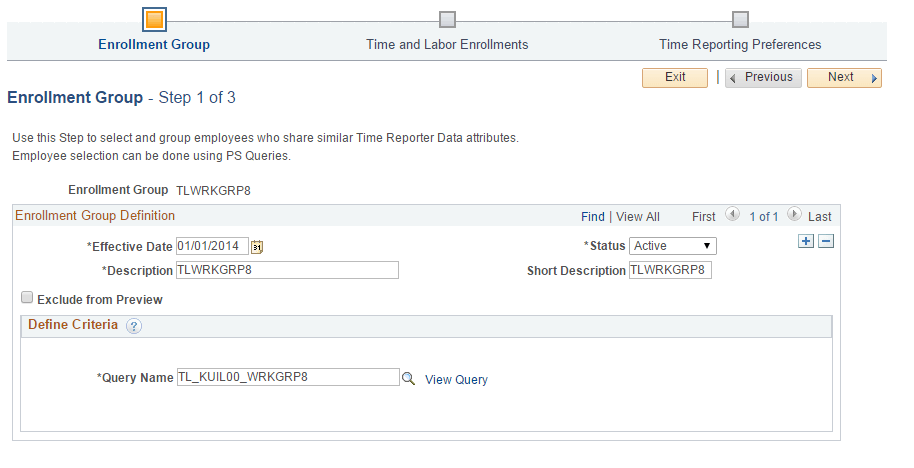 Enrollment Group Page