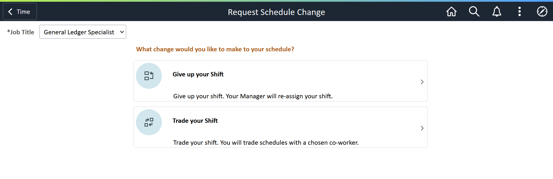 Request Schedule Change Page