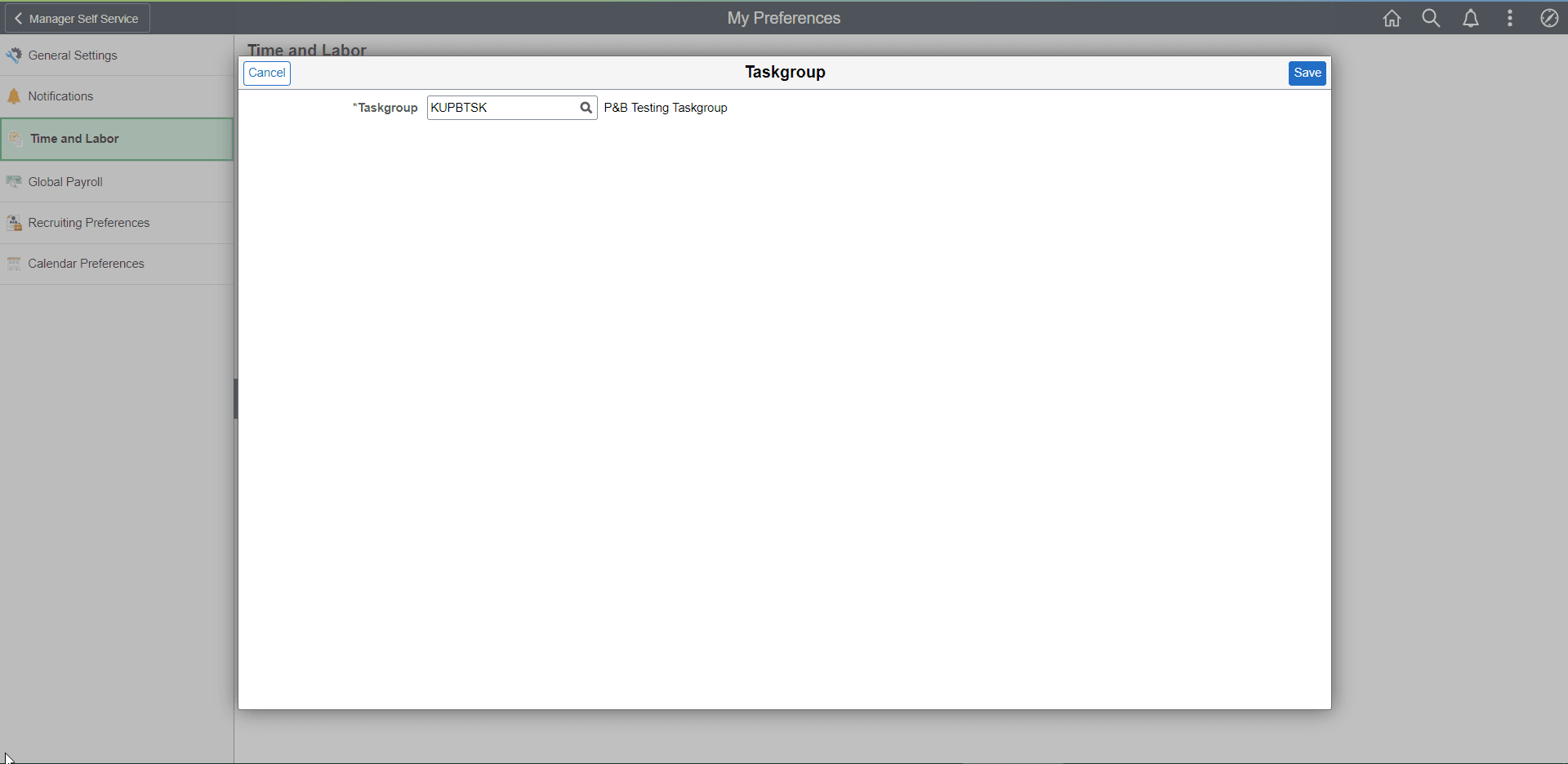My Preferences_Add Taskgroup page