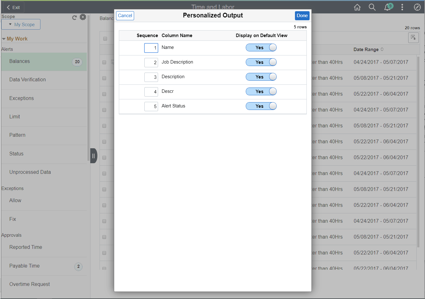 Fluid Time and Labor WorkCenter_Admin_Scope Personalised Output