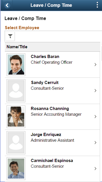 (Smartphone) Leave /Comp Time page