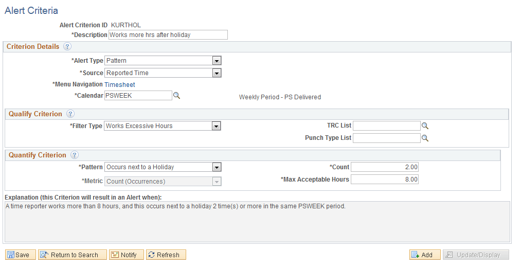 Alert Criteria - Pattern